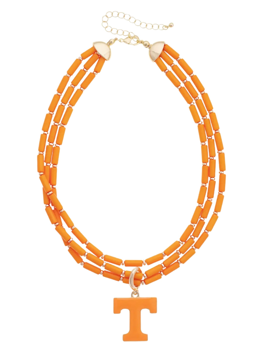 Tennessee Vols Multi-Strand Beaded Logo Necklace