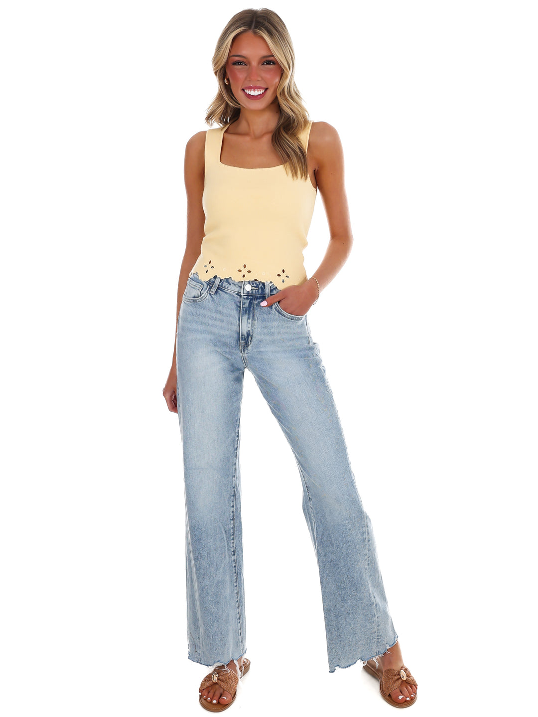 Looking for You Scallop Hem Sweater Tank Top