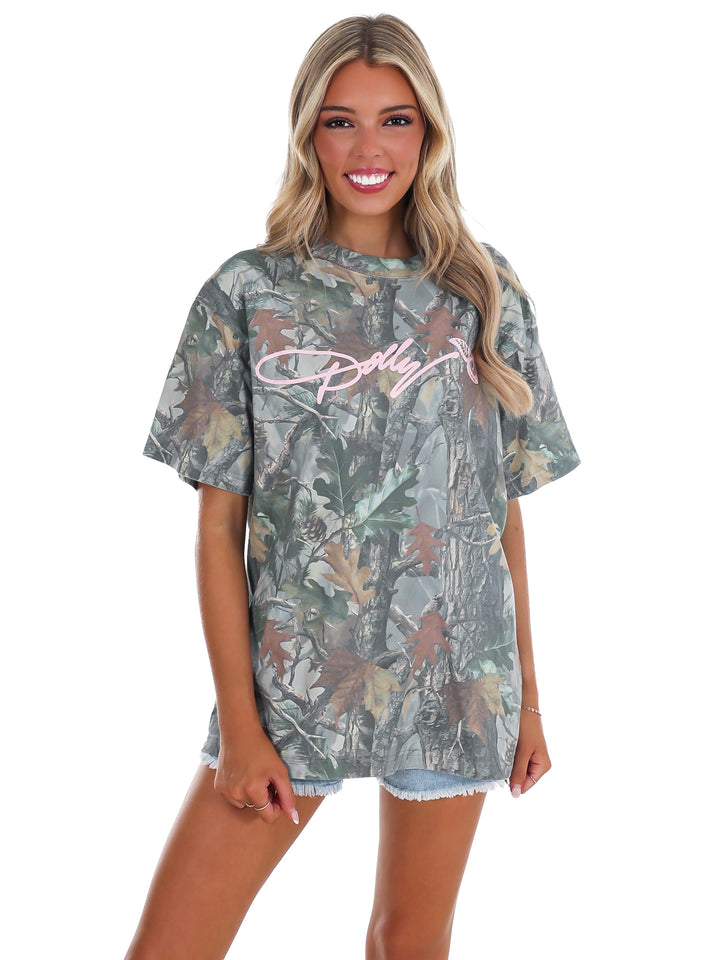 Dolly Parton Signature Script Camo Tee