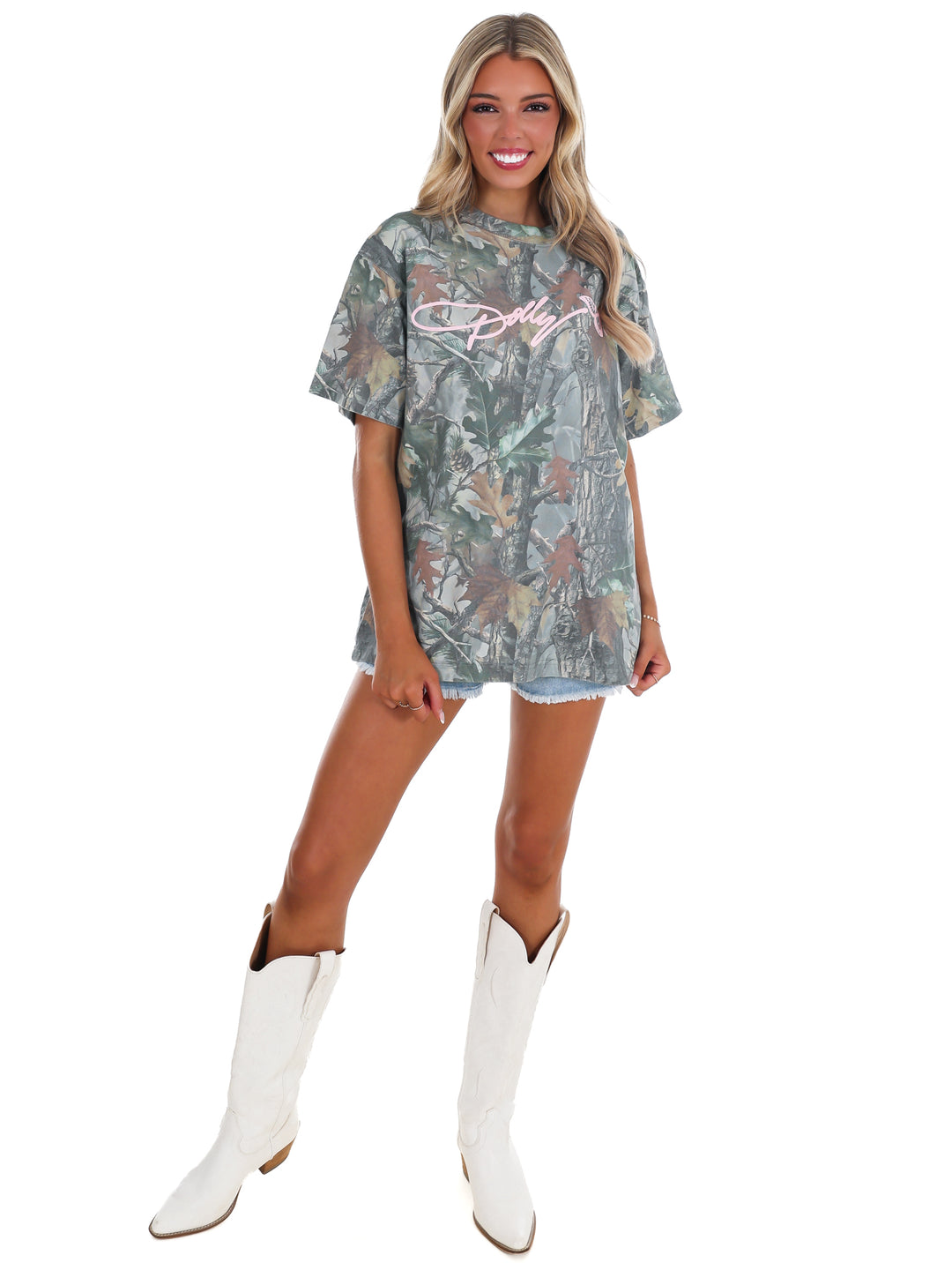 Dolly Parton Signature Script Camo Tee