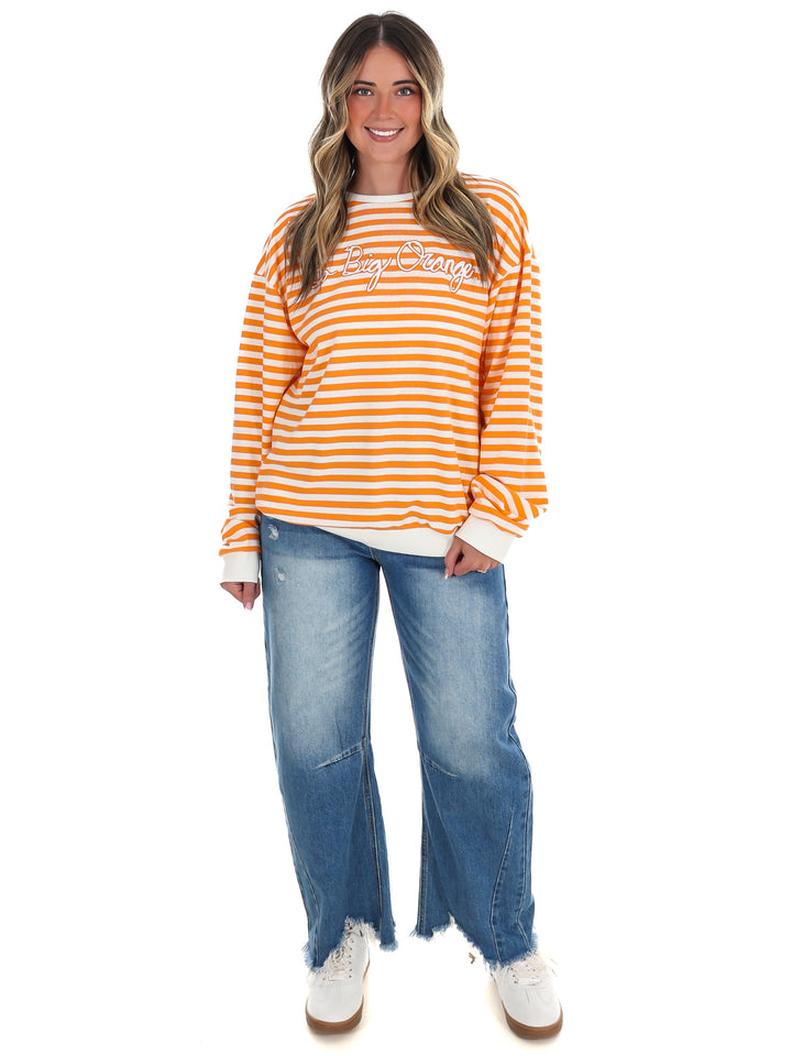 Vols Go Big Orange Simple Script Stripe Hi-Dive Sweatshirt