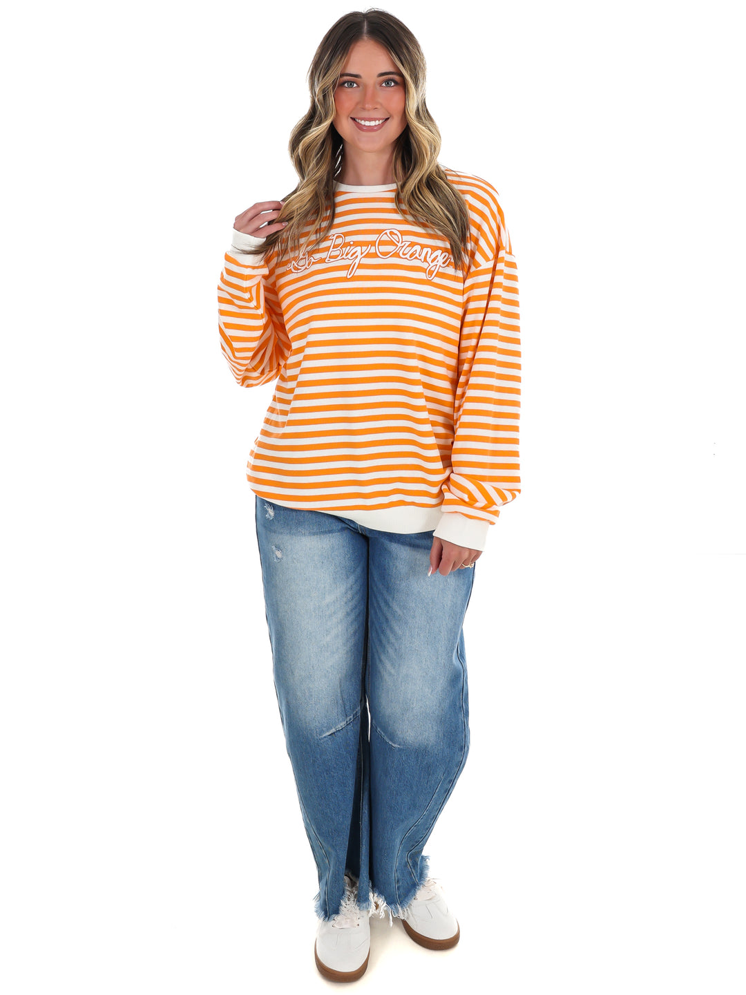 Vols Go Big Orange Simple Script Stripe Hi-Dive Sweatshirt