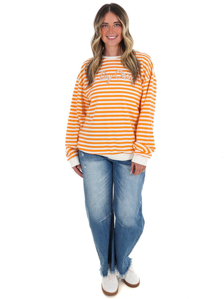 Vols Go Big Orange Simple Script Stripe Hi-Dive Sweatshirt