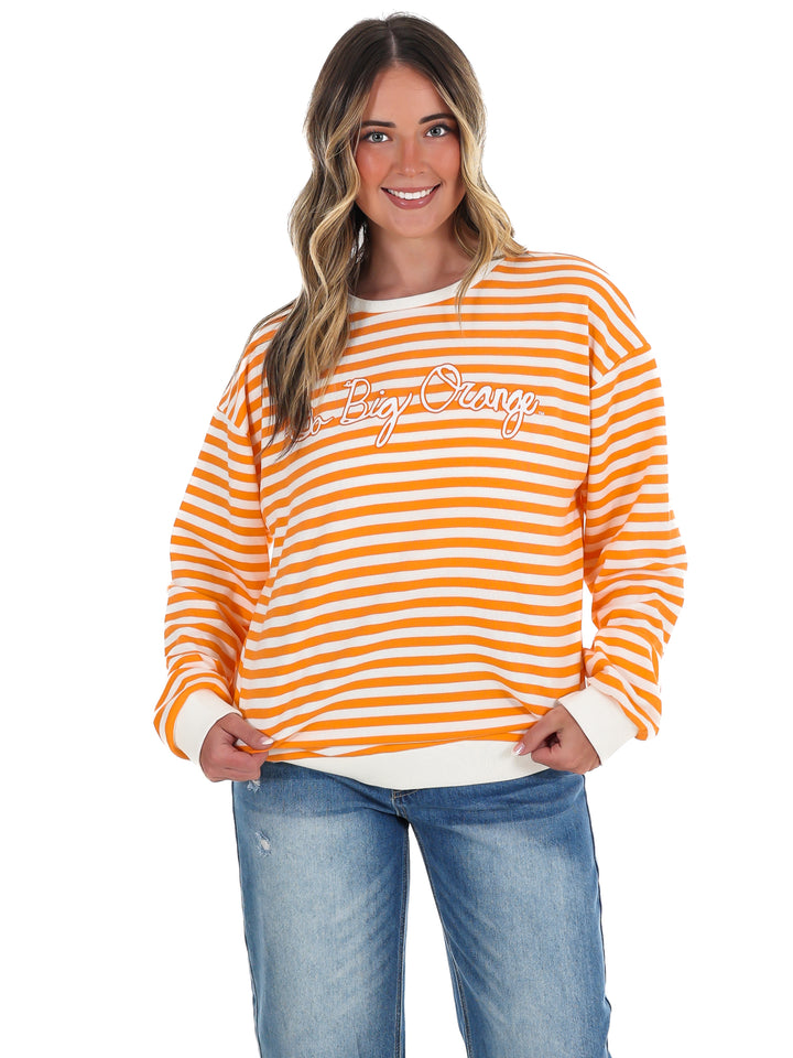 Vols Go Big Orange Simple Script Stripe Hi-Dive Sweatshirt