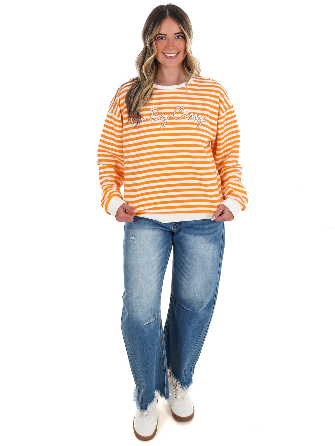 Vols Go Big Orange Simple Script Stripe Hi-Dive Sweatshirt