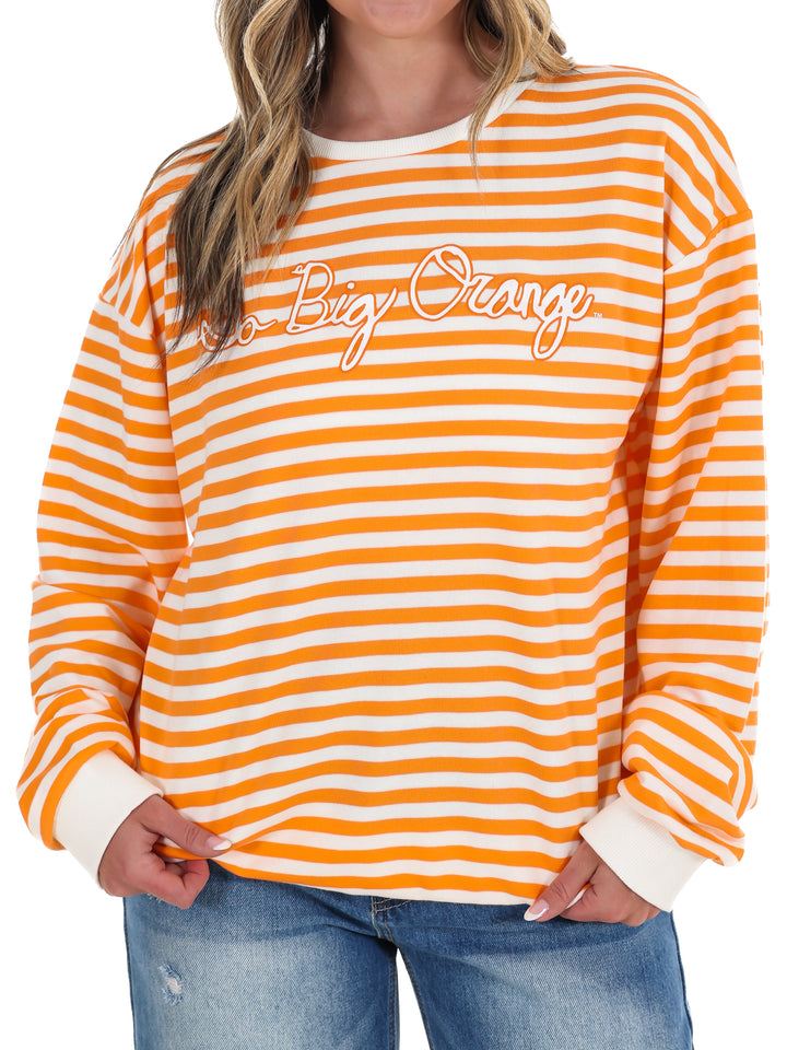 Vols Go Big Orange Simple Script Stripe Hi-Dive Sweatshirt