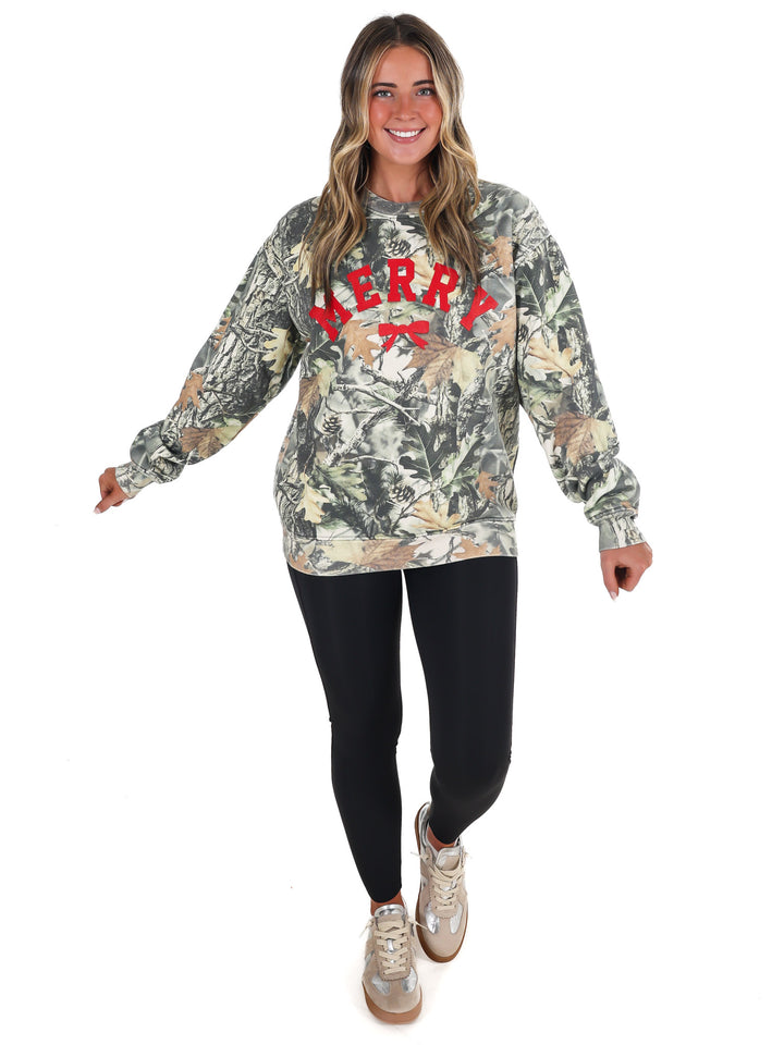 Camouflage Merry Bow Sweatshirt