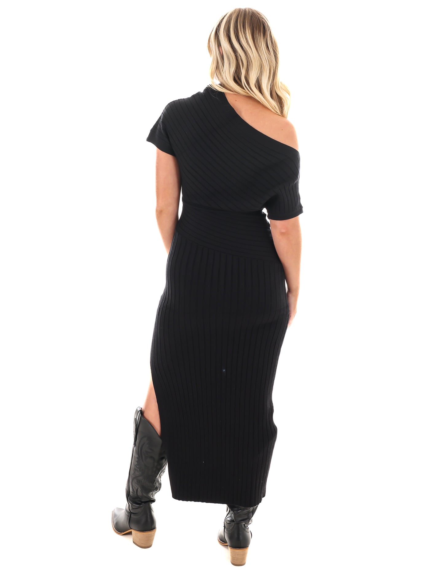 Crisp Casual Ribbed Midi Dress