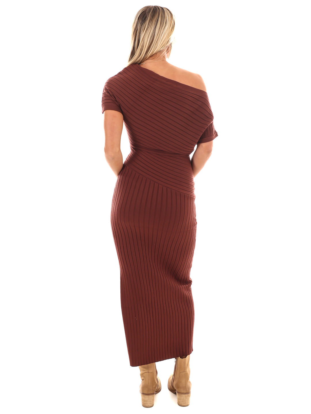 Crisp Casual Ribbed Midi Dress