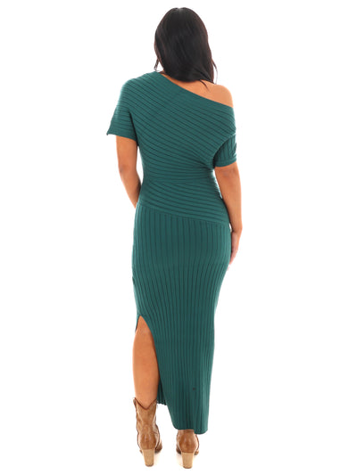 Crisp Casual Ribbed Midi Dress