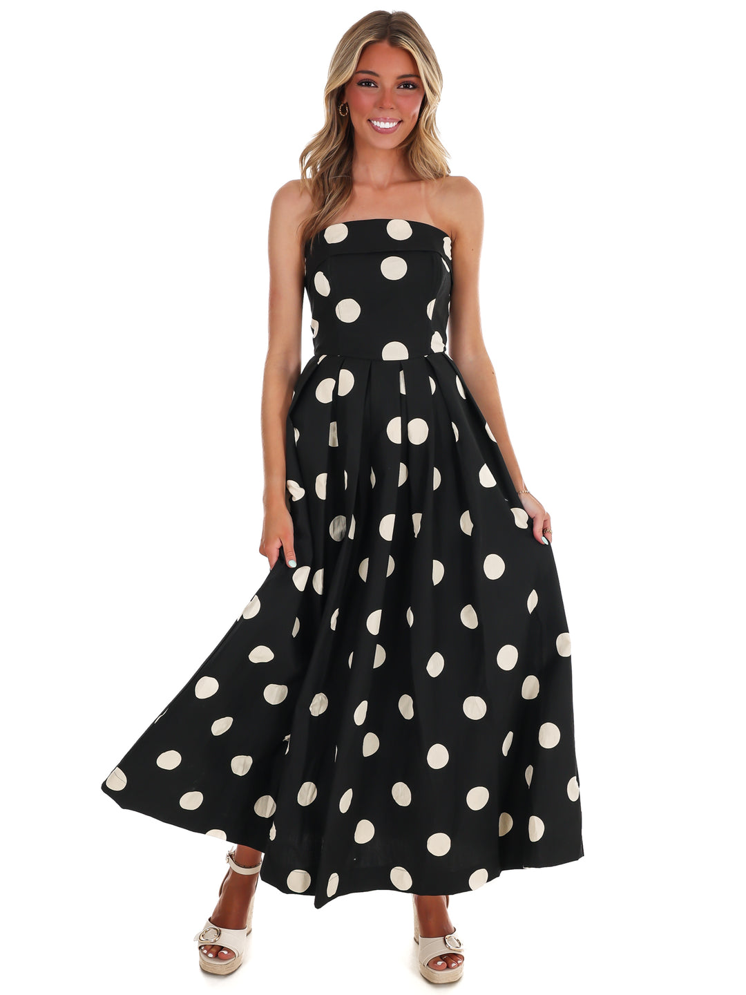 RSVP Polka Dot Tube Midi Dress