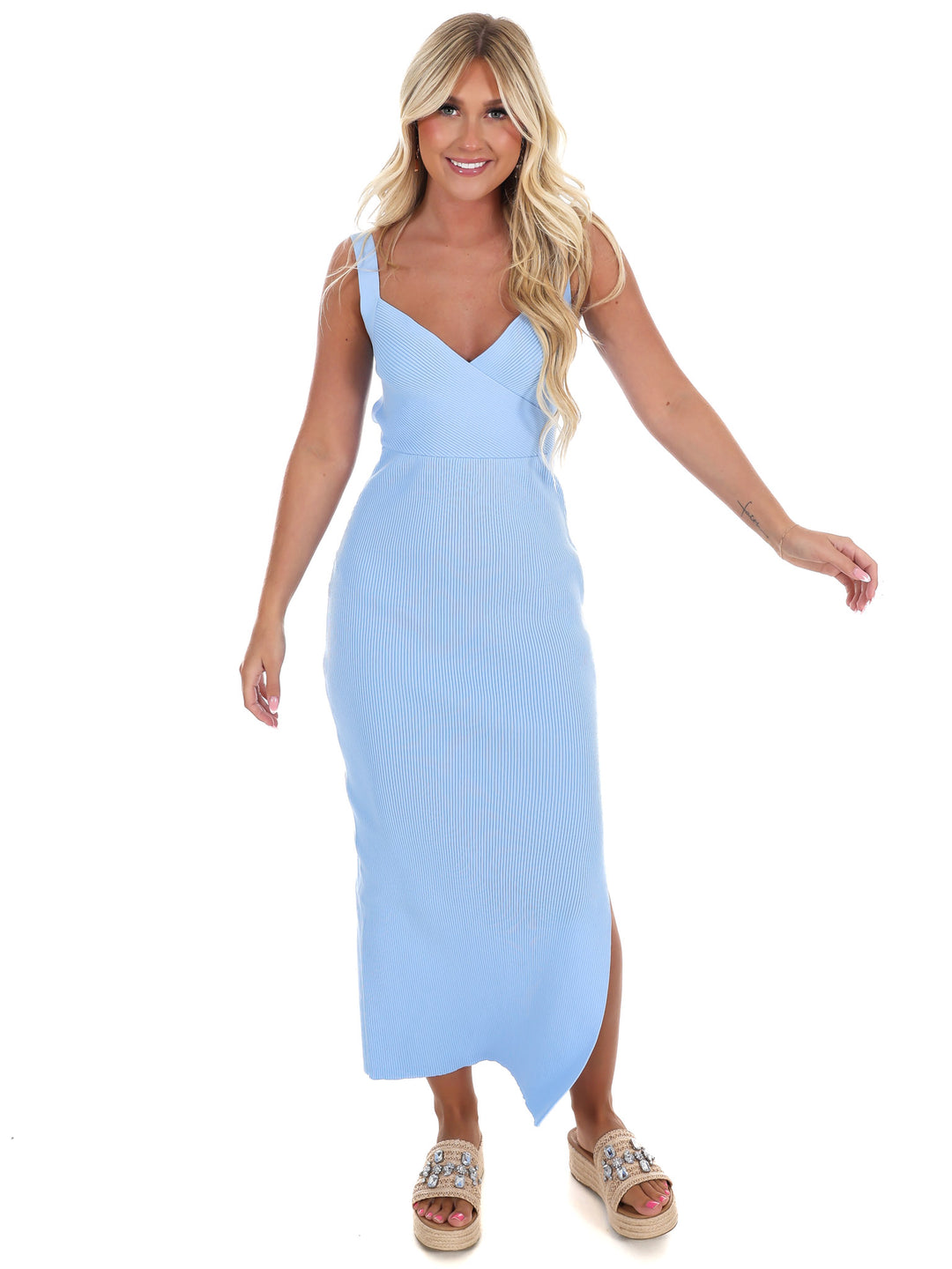 Open Invitation Ribbed Midi Dress