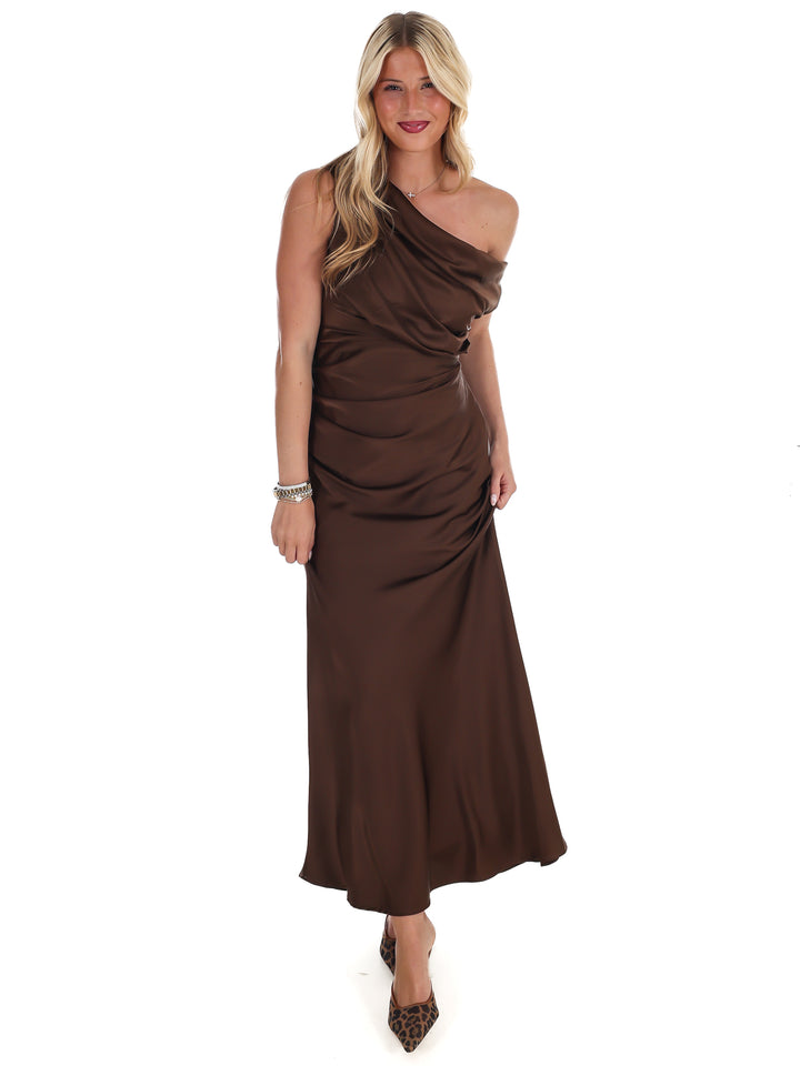 Satin Luxe One Shoulder Maxi Dress