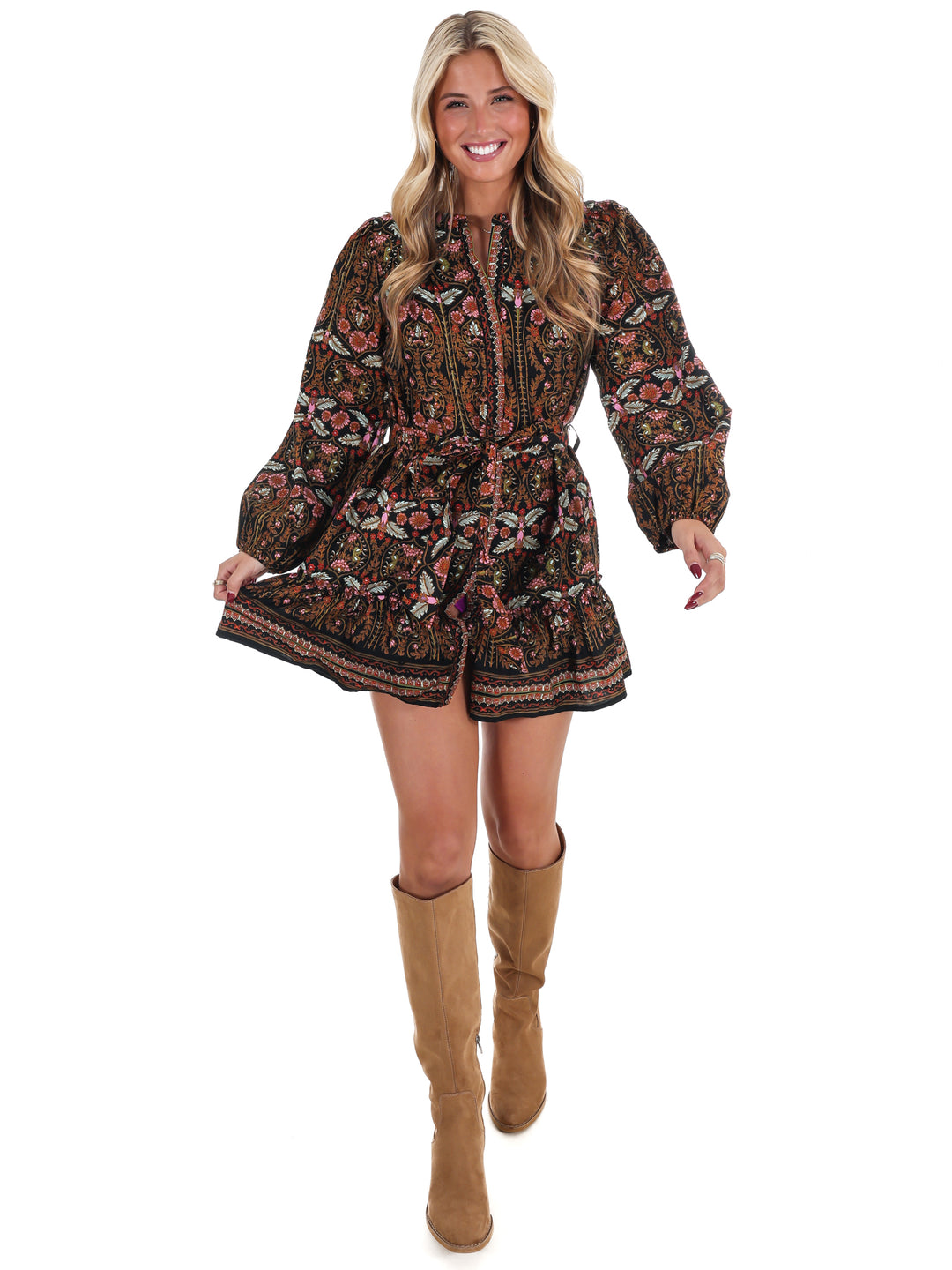 Flourish Floral Print Mini Dress