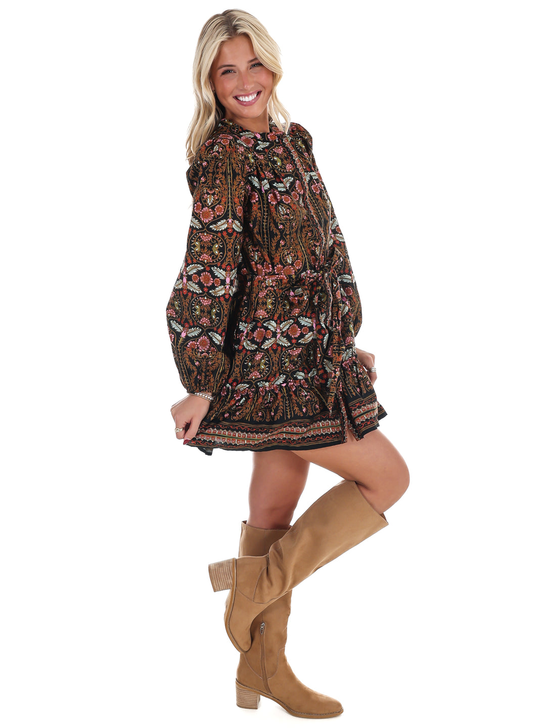 Flourish Floral Print Mini Dress