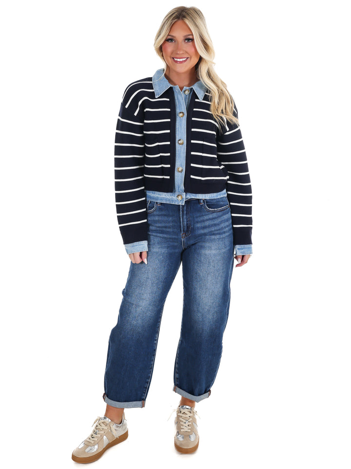 Soho Stripe Denim Cardigan