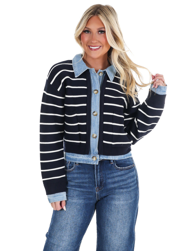 Soho Stripe Denim Cardigan