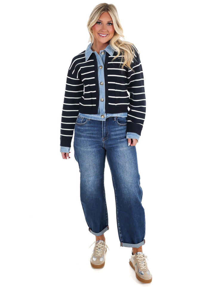 Soho Stripe Denim Cardigan