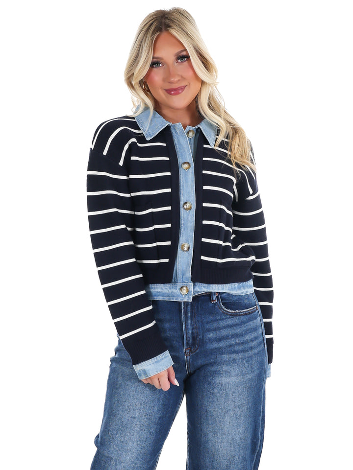 Soho Stripe Denim Cardigan