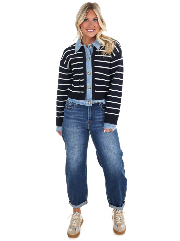 Soho Stripe Denim Cardigan