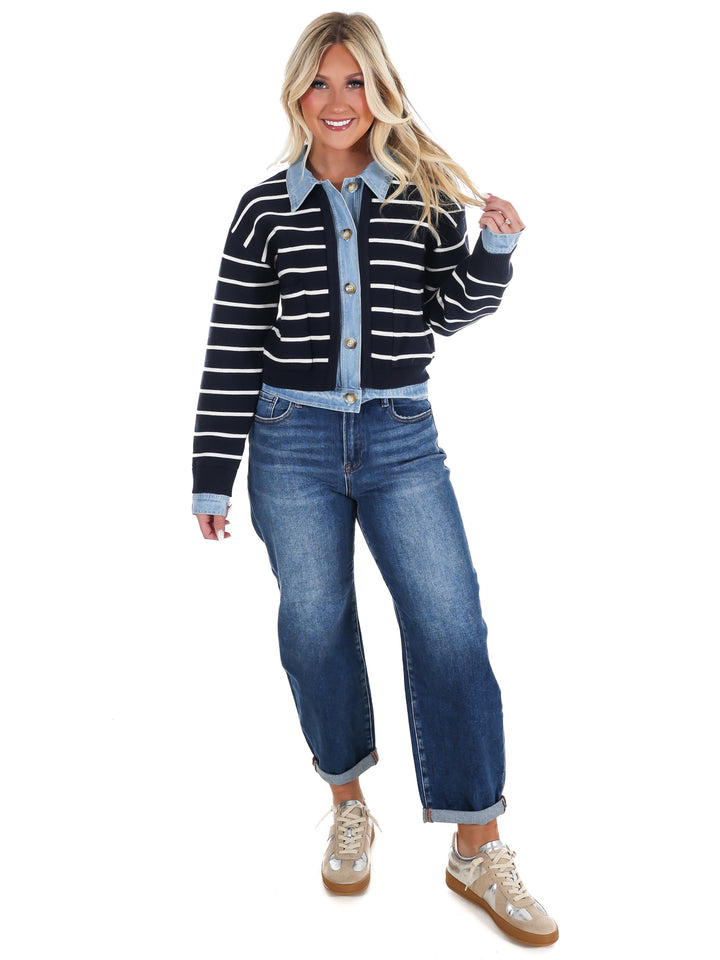 Soho Stripe Denim Cardigan