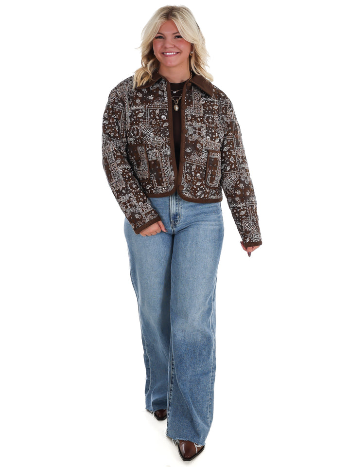 Rustic Roots Paisley Bomber Jacket