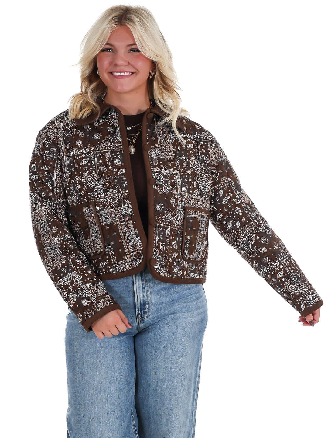 Rustic Roots Paisley Bomber Jacket