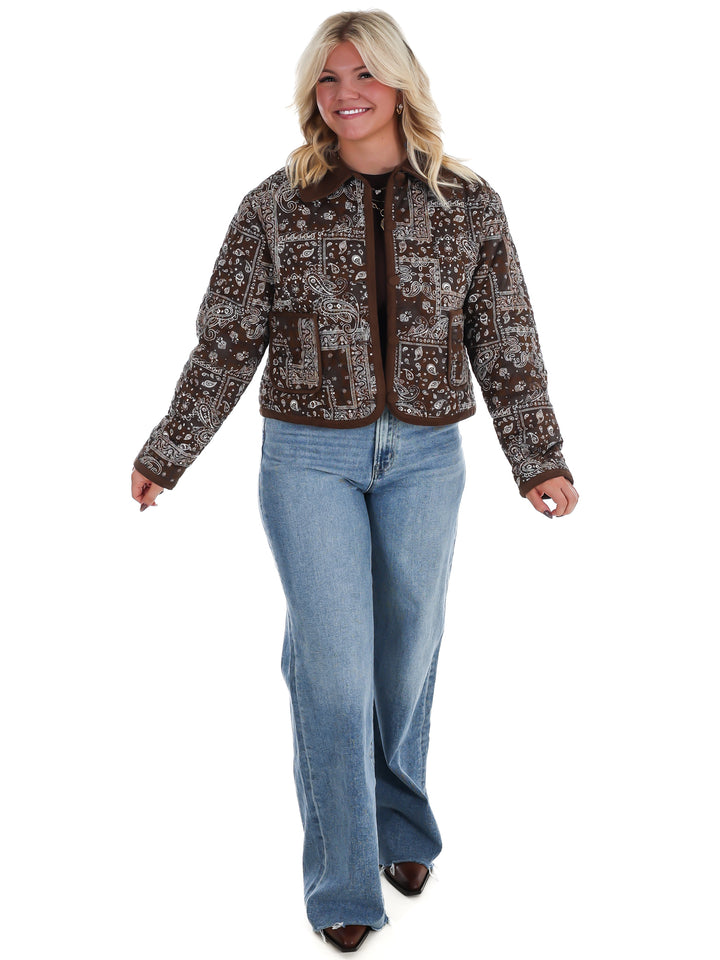 Rustic Roots Paisley Bomber Jacket