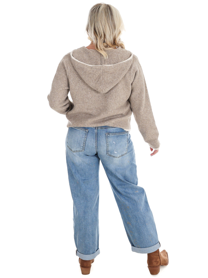 Toasty Thoughts Contrast Hoodie Zip Cardigan
