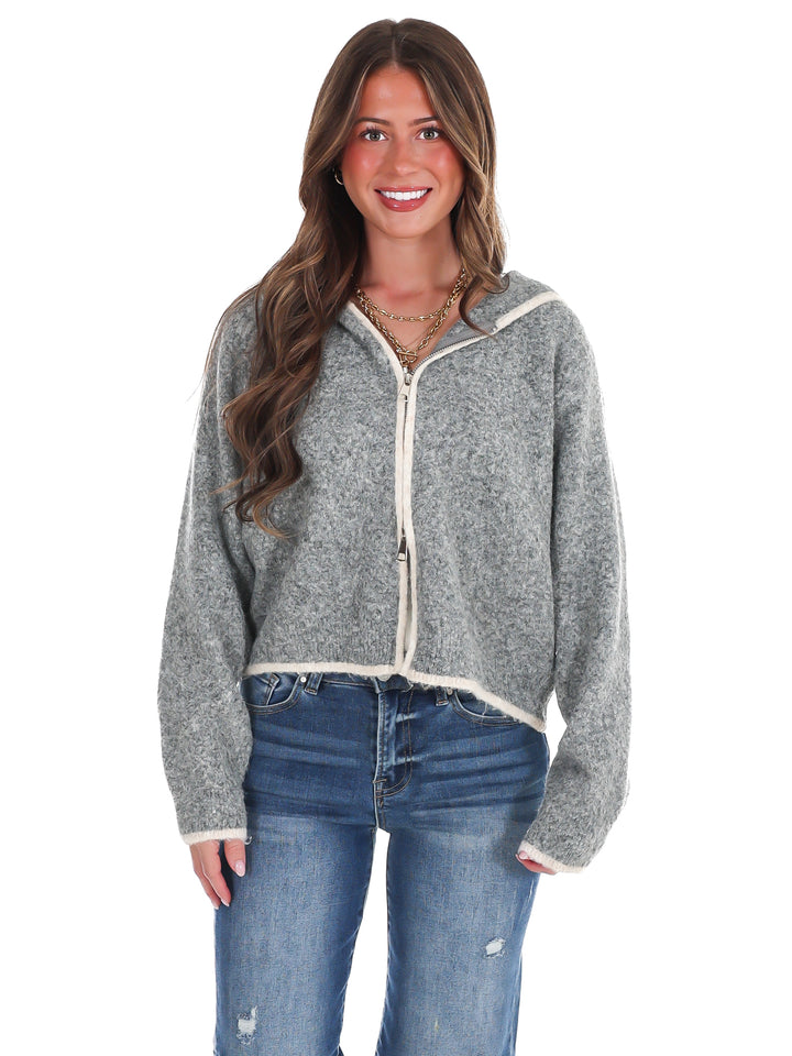 Toasty Thoughts Contrast Hoodie Zip Cardigan