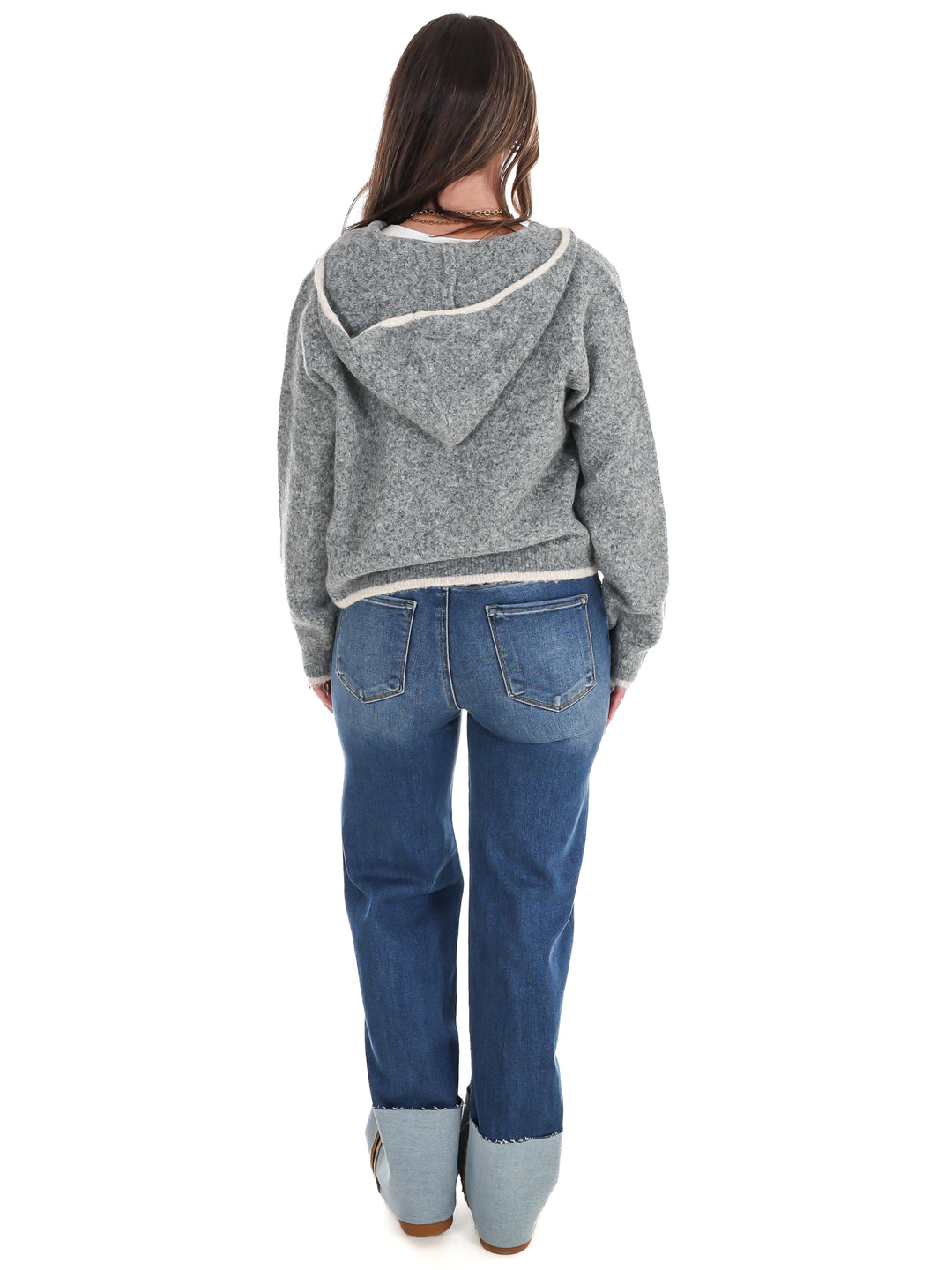 Toasty Thoughts Contrast Hoodie Zip Cardigan
