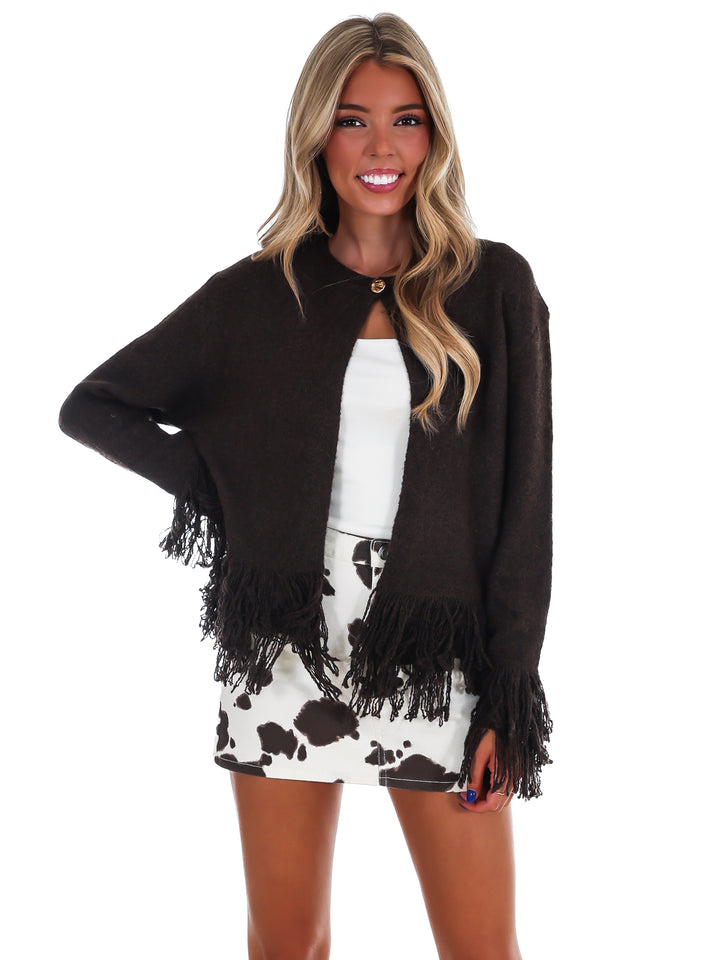 Out West Fringe Open Cardigan