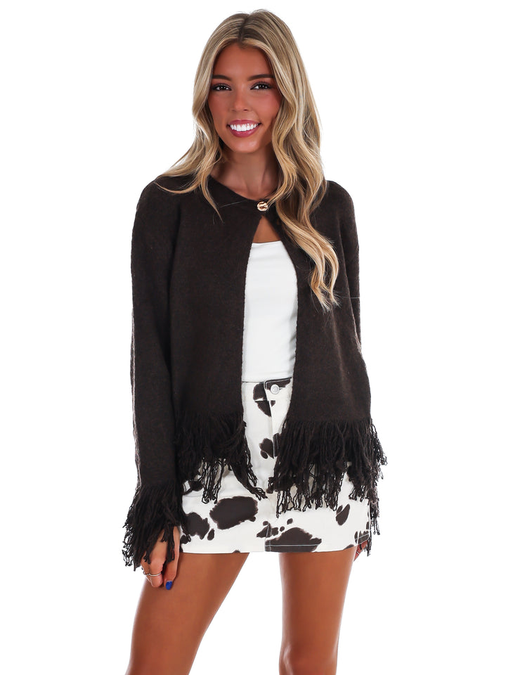Out West Fringe Open Cardigan