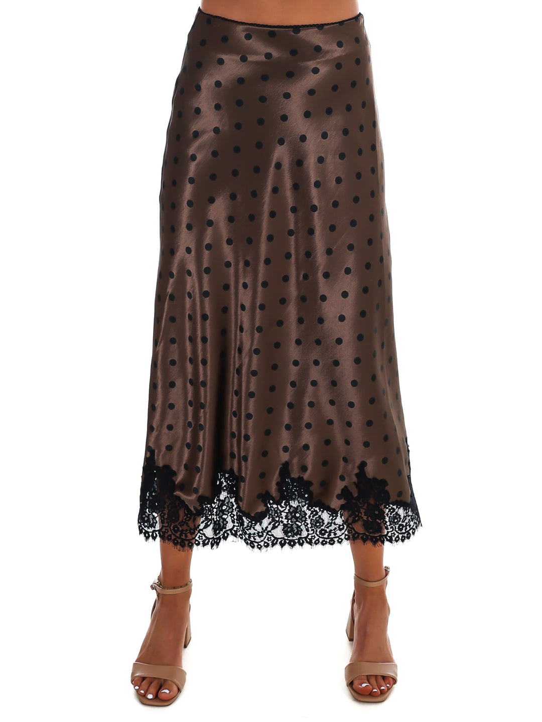 Soft Spot Satin Lace Midi Skirt