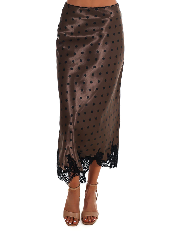 Soft Spot Satin Lace Midi Skirt