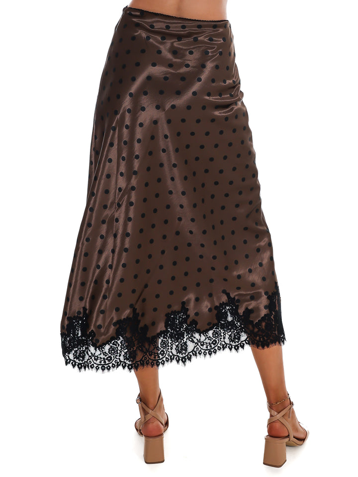Soft Spot Satin Lace Midi Skirt