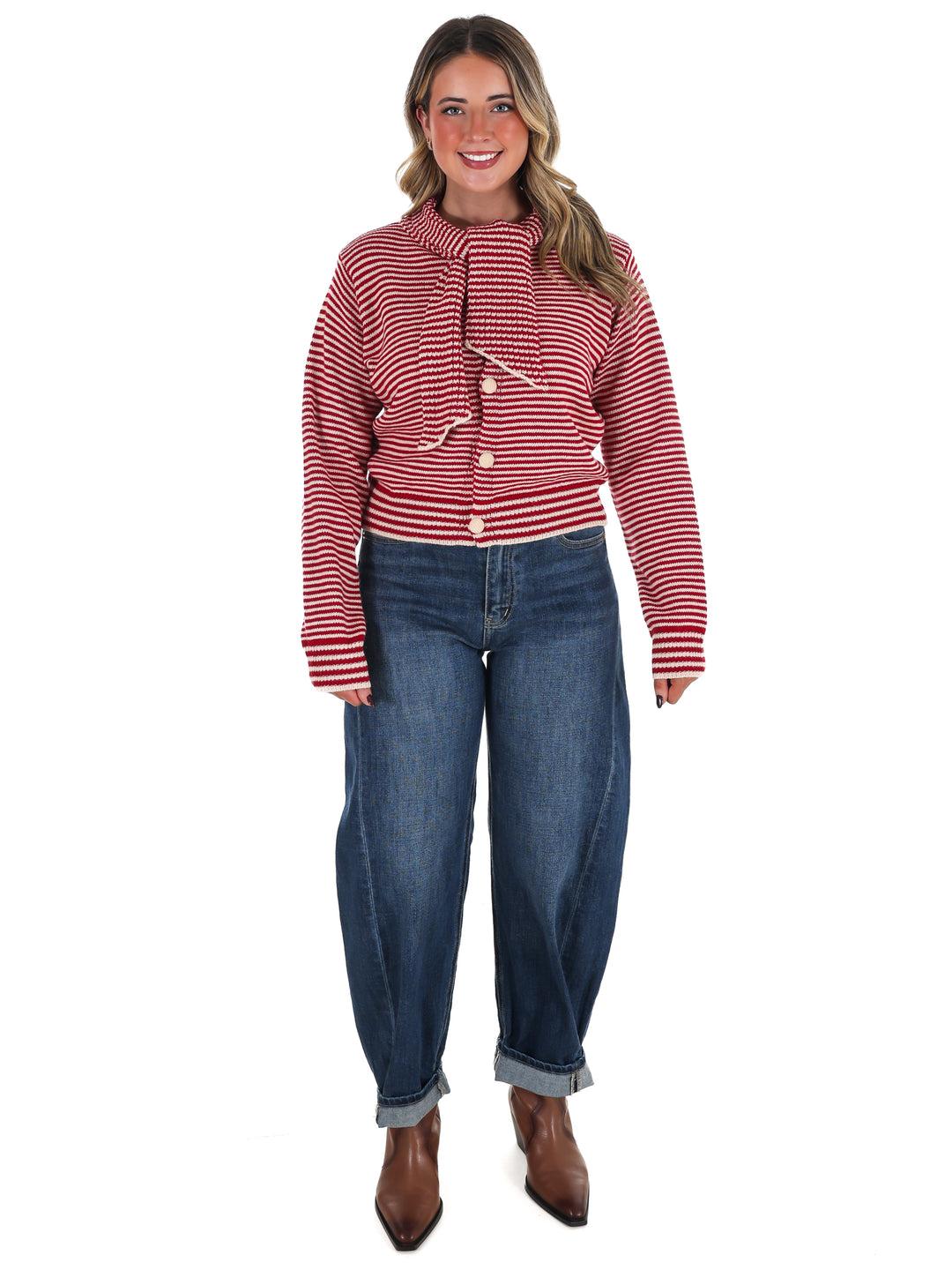 Times to Remember Striped Tying Cardigan