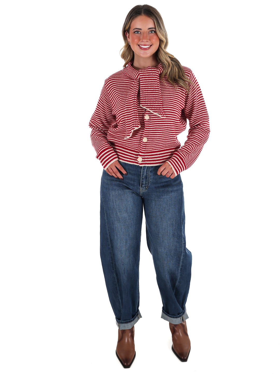 Times to Remember Striped Tying Cardigan