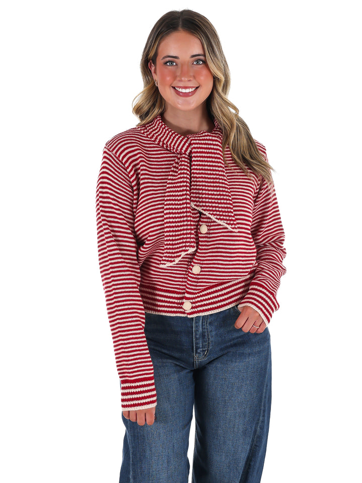 Times to Remember Striped Tying Cardigan
