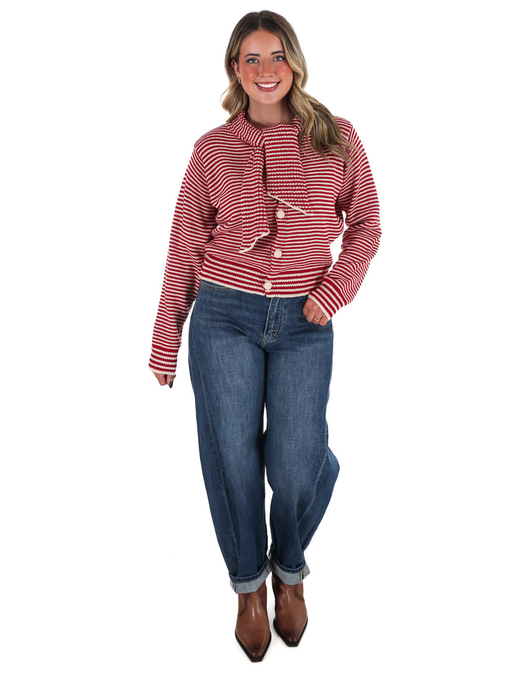 Times to Remember Striped Tying Cardigan