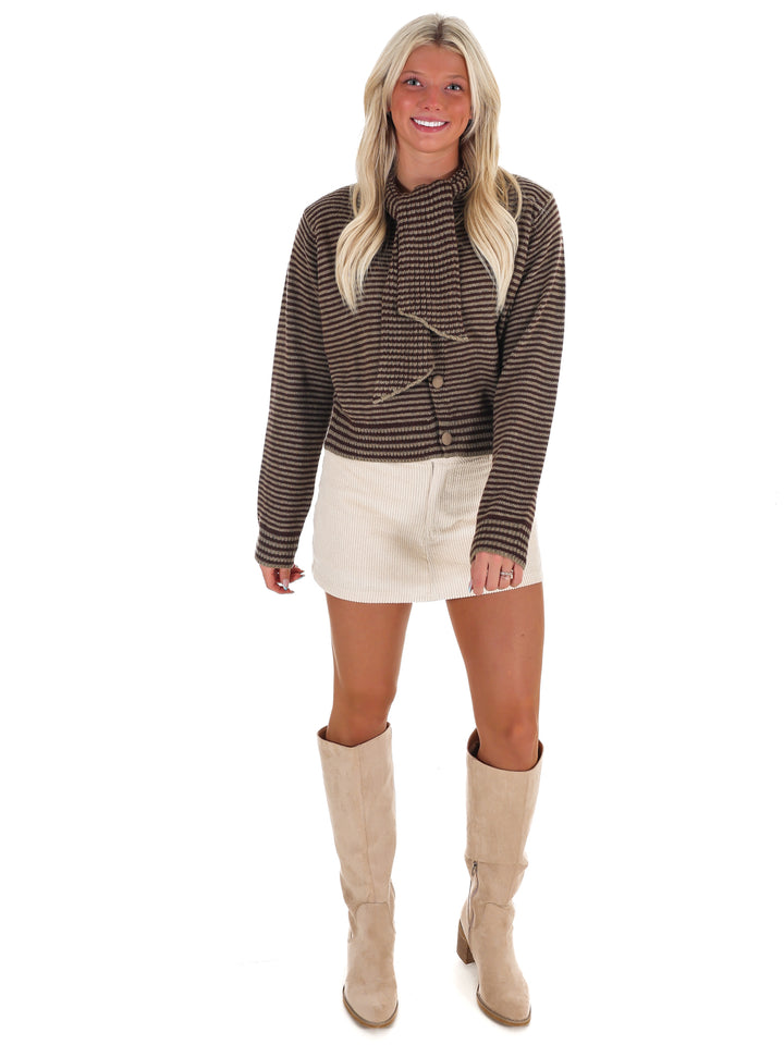 Times to Remember Striped Tying Cardigan