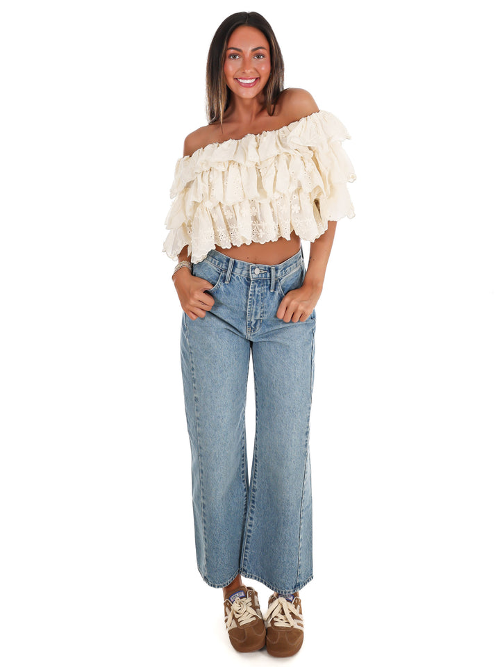 Hamptons Afternoon Off Shoulder Ruffle Top
