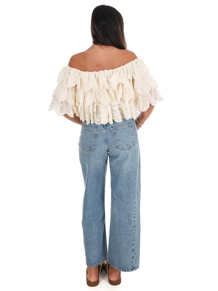 Hamptons Afternoon Off Shoulder Ruffle Top