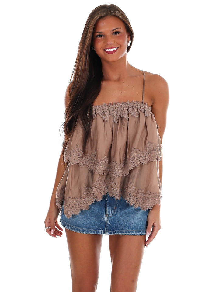 Gracefully Yours Lace Trim Top