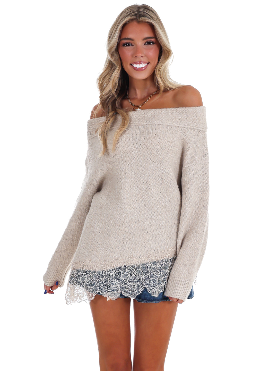 Dainty Details Boat Neck Sweater