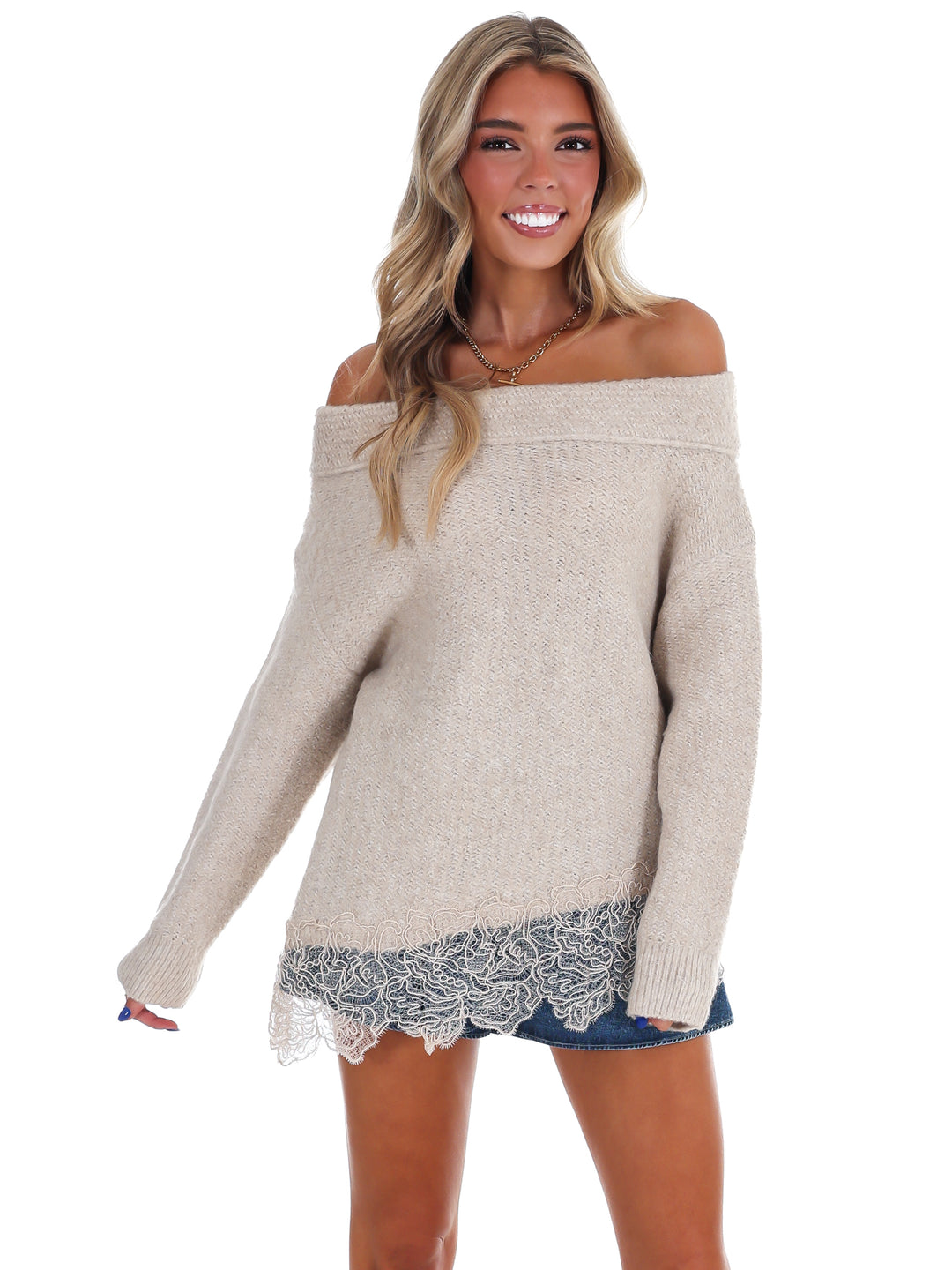 Dainty Details Boat Neck Sweater