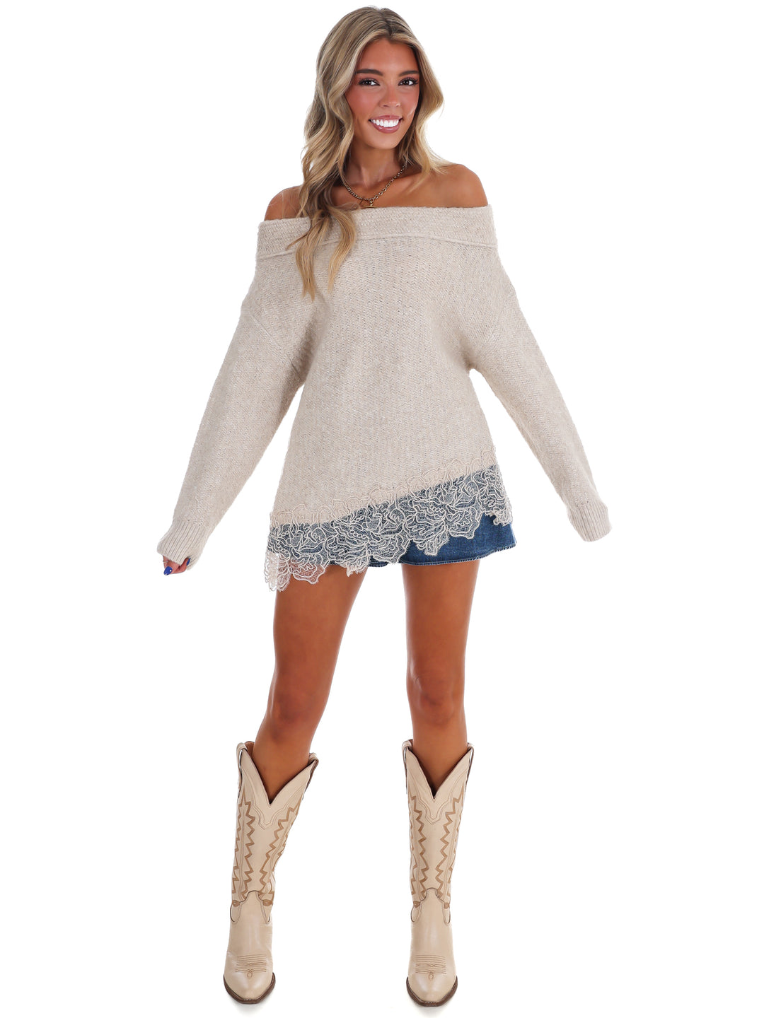 Dainty Details Boat Neck Sweater