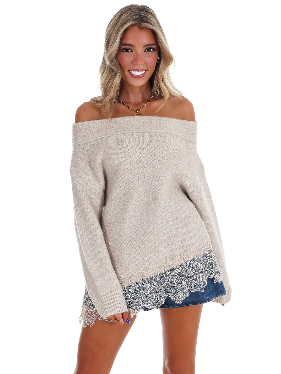 Dainty Details Boat Neck Sweater