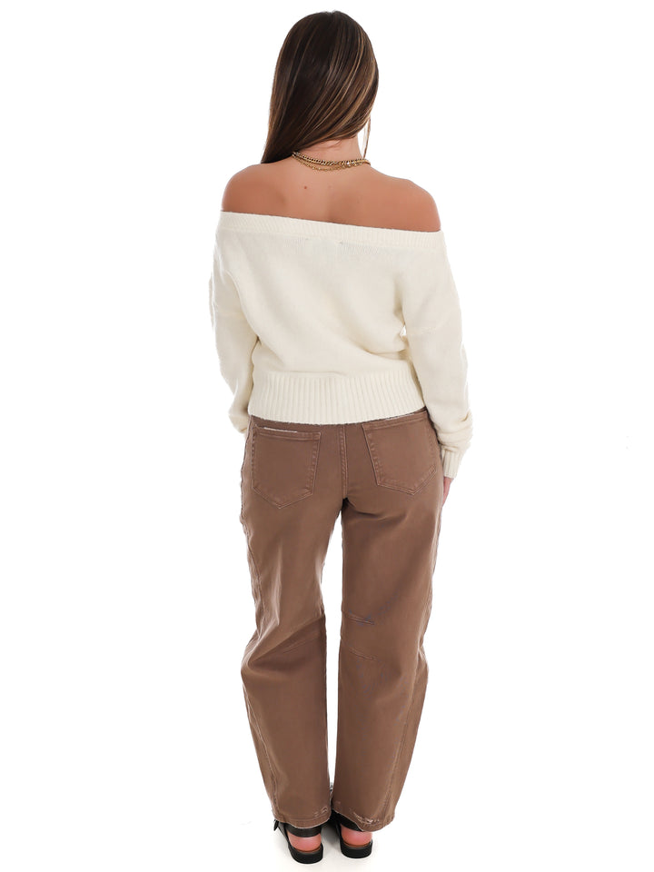 Well Knit Plan Off Shoulder Sweater