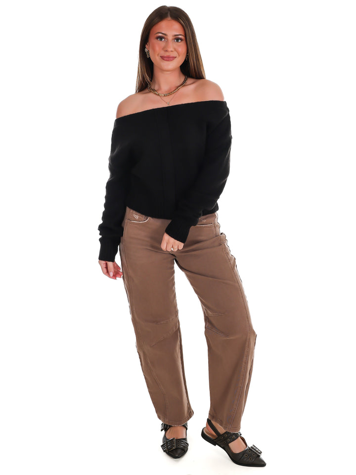 Well Knit Plan Off Shoulder Sweater